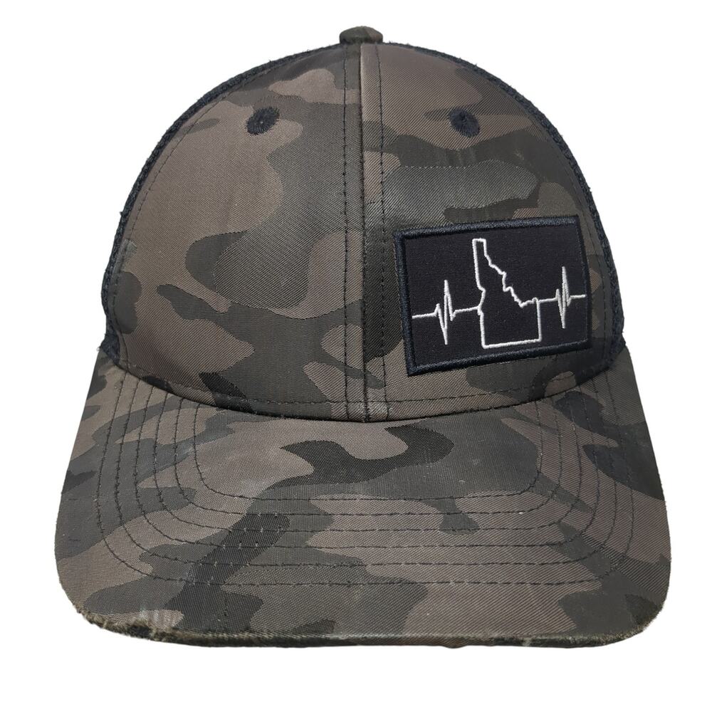 Idaho Heartbeat Snapback Trucker Hat Multi One Size Adjustable Camo Mesh Back